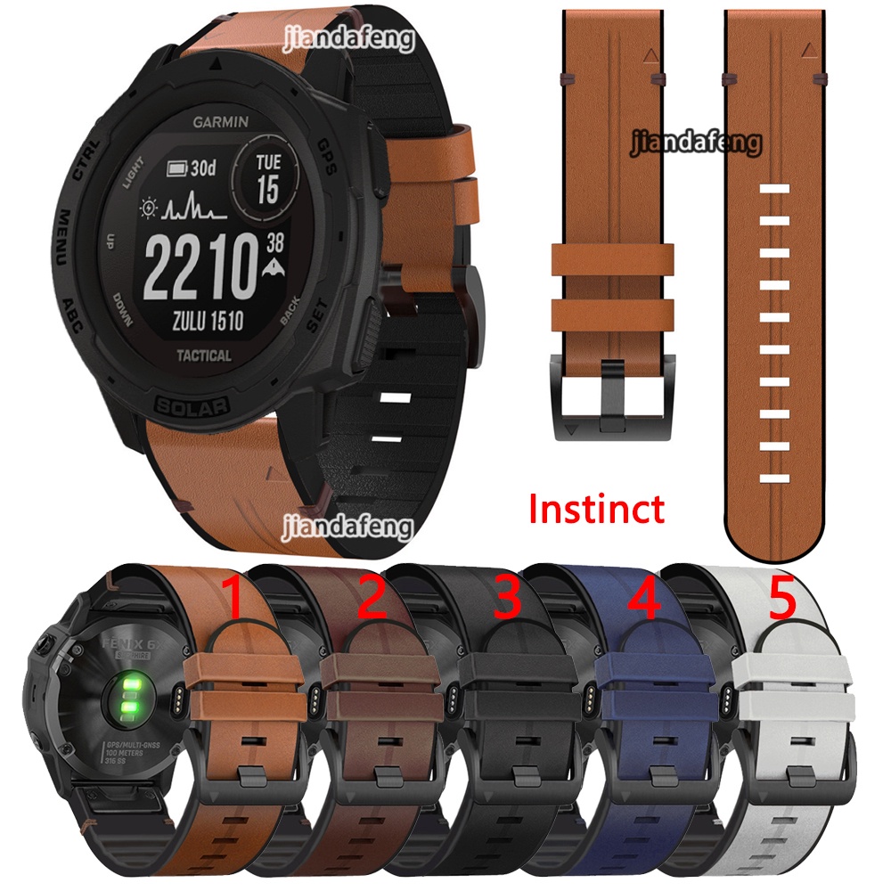 Leather Silicone Strap Quick Fit Wrist Band For Garmin Instinct Watch