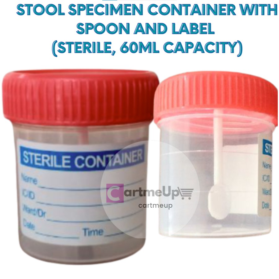 (CARTZ) Stool Specimen Container with Spoon and Label (Sterile, 60ml