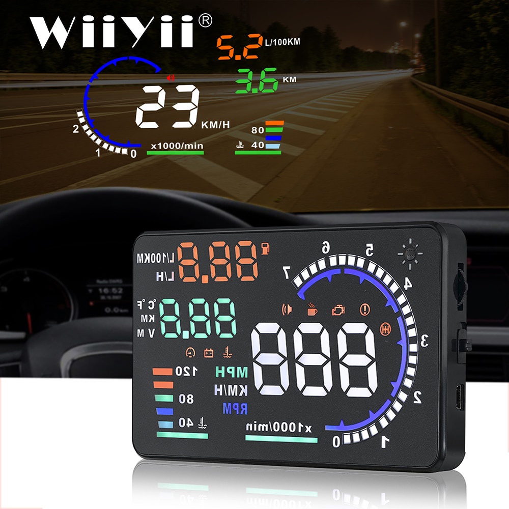 A8 HUH Head-Up Display Obd2 ii Euobd Overspeed Warning System Projector ...