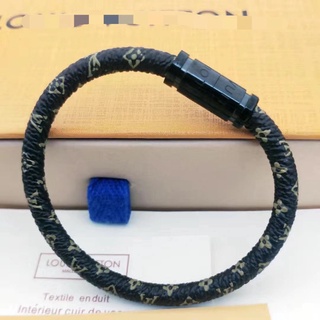 ○Louis Vuitton leather rope magnetic buckle bracelet CNC carved leather  personality tide couple brac