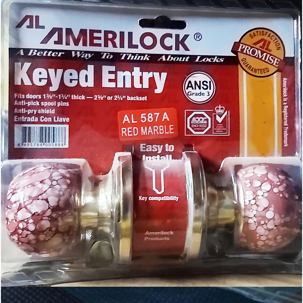 Amerilock Stainless Lockset AL 587 S/S Door Knob, Lock Set Doorknob
