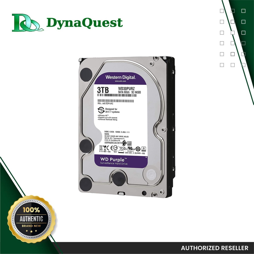 Western Digital WD 3TB WD30PURZ Purple Surveillance Hard Drive | Shopee ...