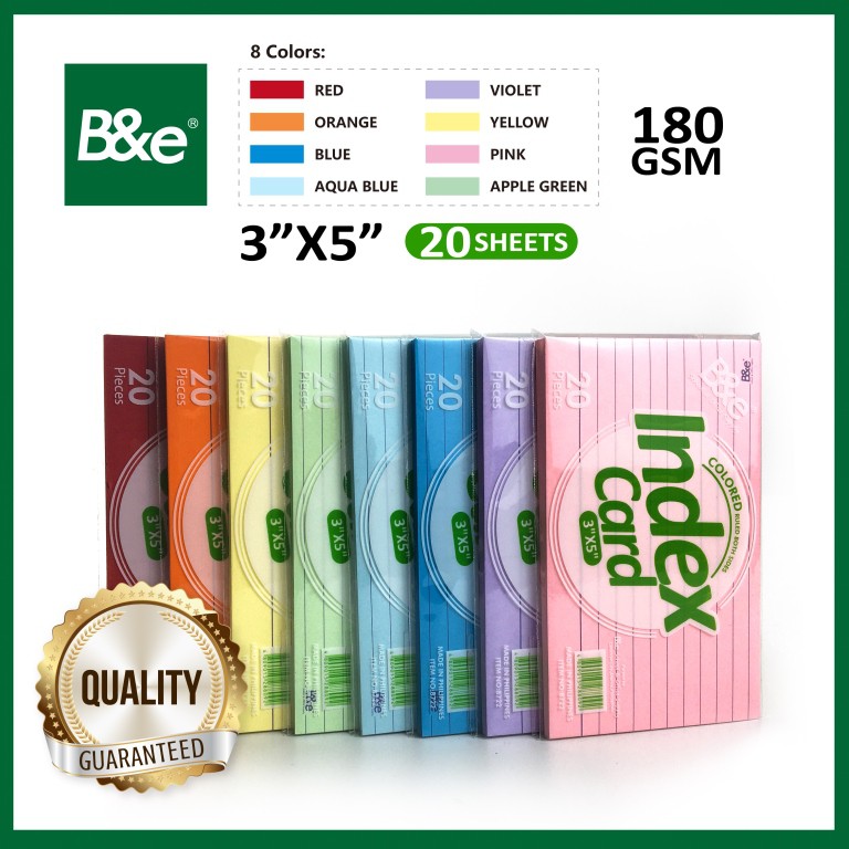 Bnesos Stationary School Supplies B&e Colored Index Card 3x5 20Sheets ...