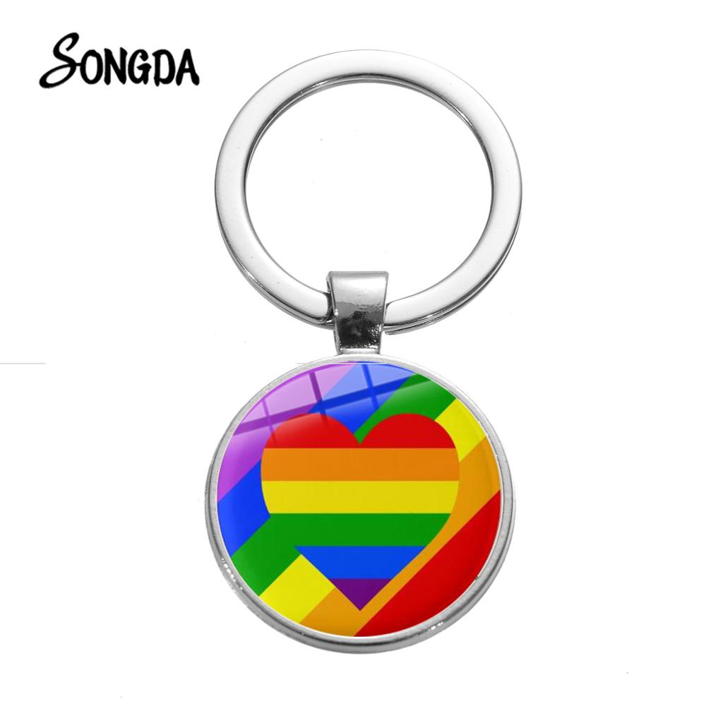 Gay Pride Rainbow Flag Alloy Keychain Lesbian LGBT Pride Bright Color ...