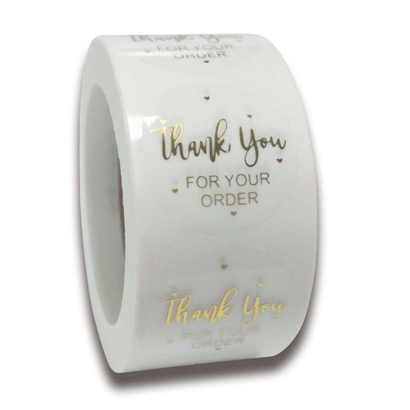 50-500pcs Thank You For Your Order Transparent Gold Label Baking ...