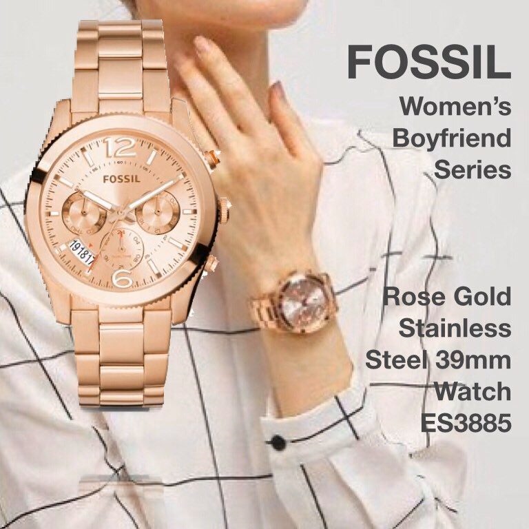 Fossil boyfriend best sale rose gold