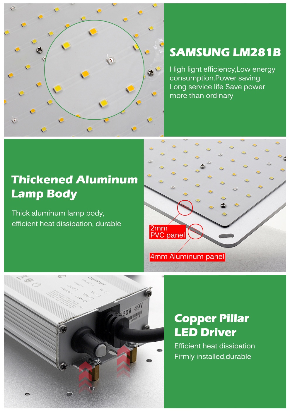 LED Grow Light full spectrum 1000W 2000W LM281B LED Sunlike Quantum ...