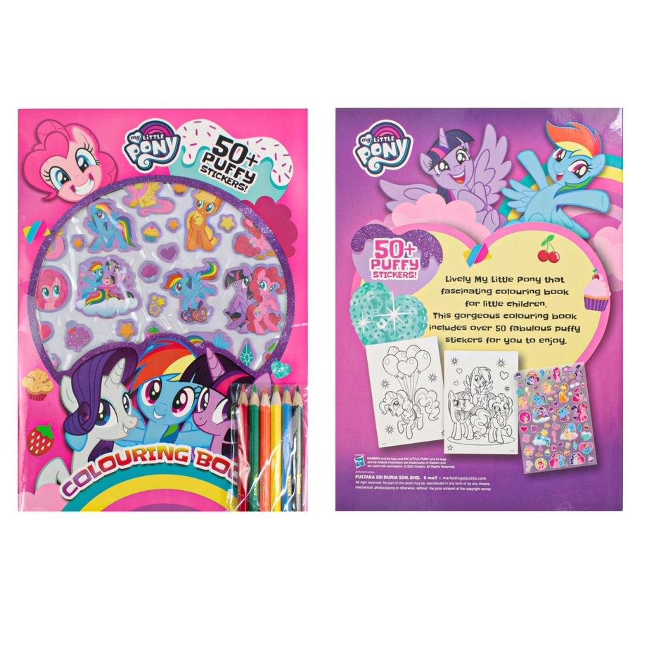 My Little Pony Colouring Book With Puff Sticker & Pencil Colour / Kids