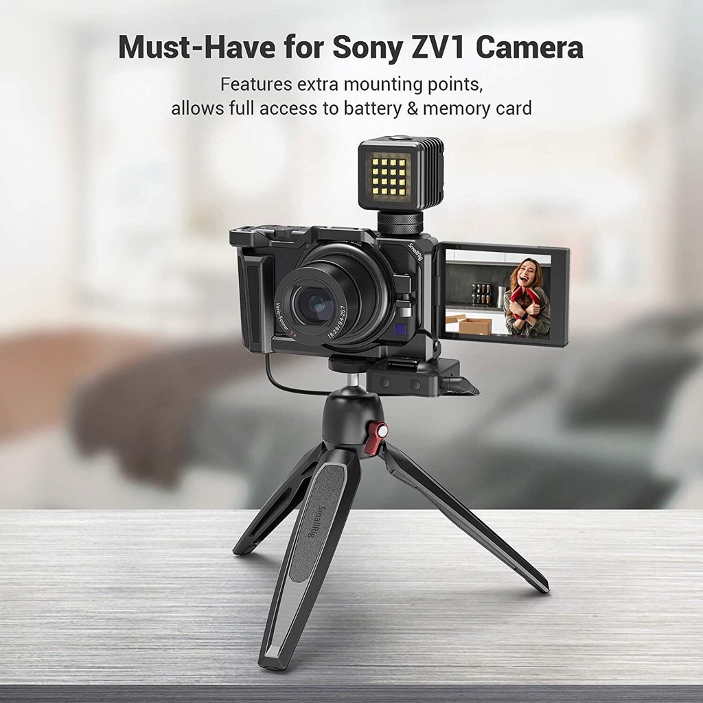 SmallRig Light Weight Sony ZV1 Camera Vlog Cage with Wooden Handgrip ...