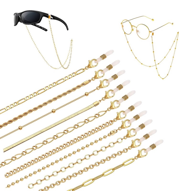 SW Eyeglass Chains String Holders for Women Men Gold Link Necklace ...