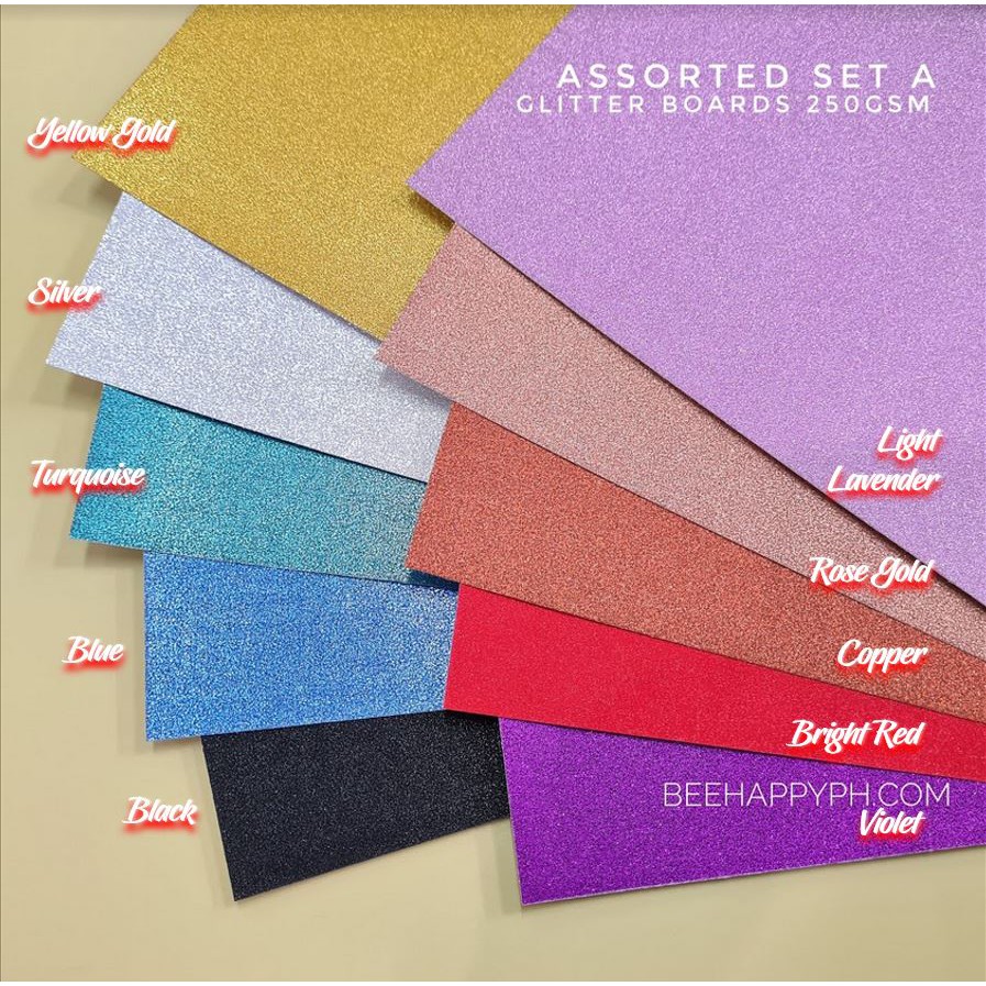 250gsm Glitter Board/Cardstocks Assorted Colors – 10 sheets | Shopee ...