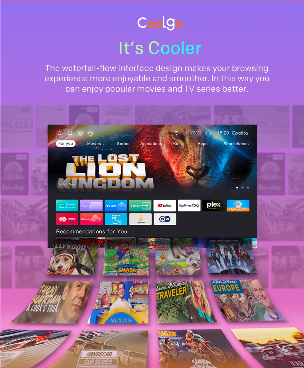 COOCAA 32 Inch Smart TV, Eye Protection Settings, Boundless Screen (32S3U) w/ wall bracket