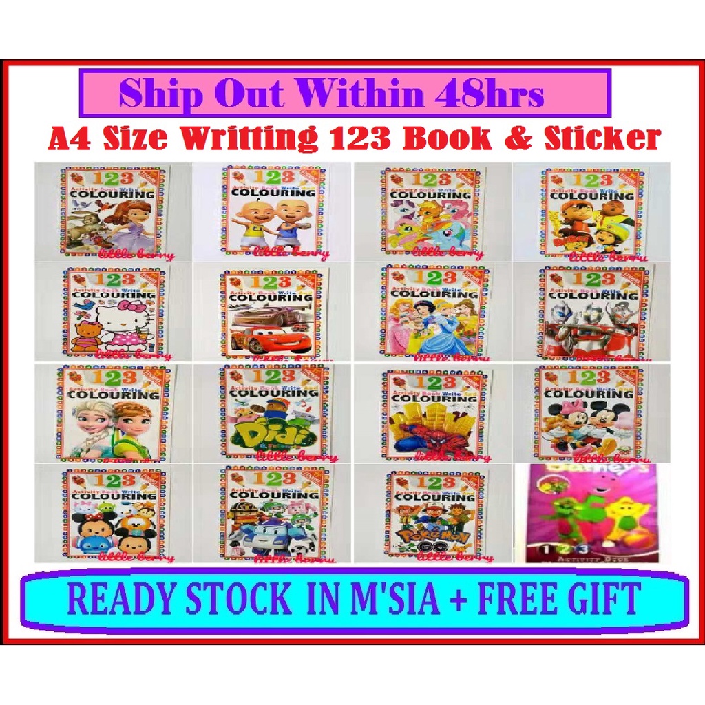 Kids Coloring & Writting Number Book Sticker A4 Size Early Learning ...