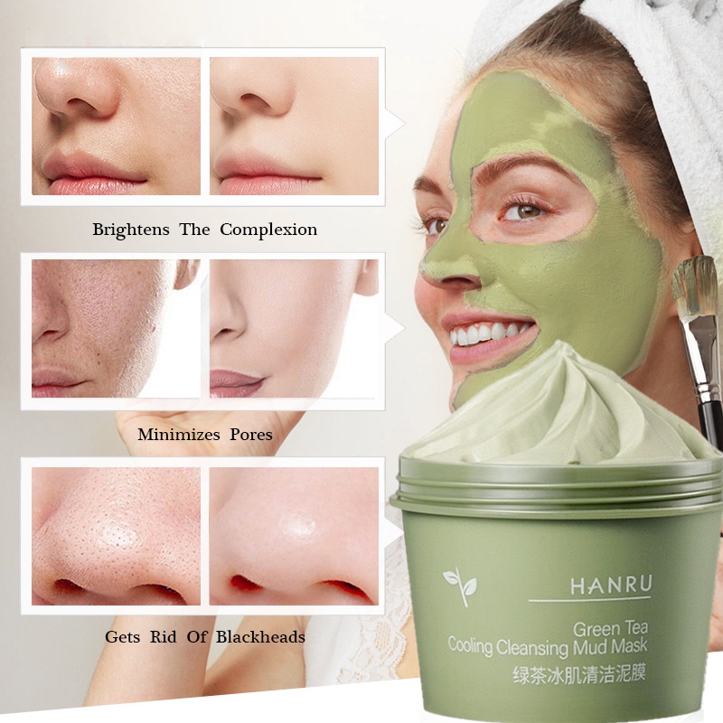 Green Tea Mud Mask Brightening Remove Acne Pores Blackheads Deep