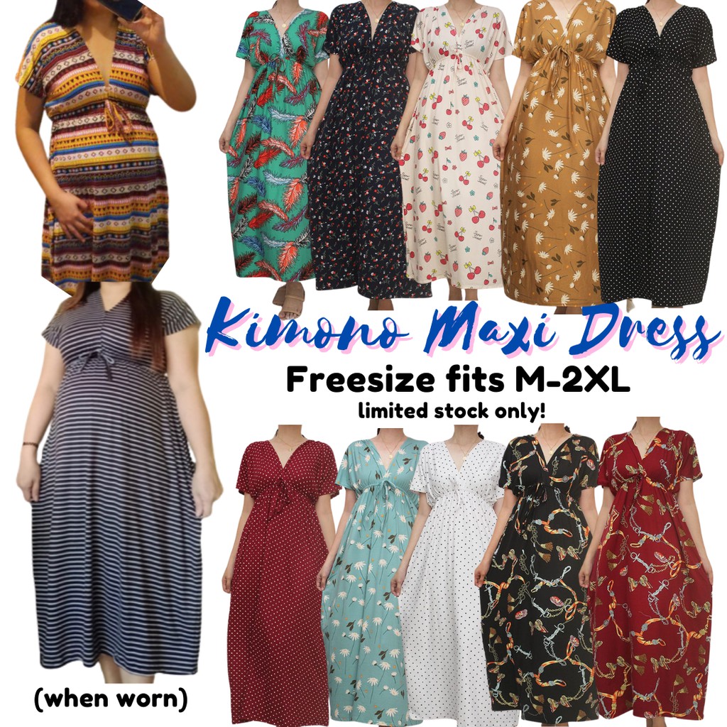 KIMONO MAXI MATERNITY DRESS FREE SIZE MEDIUM TO 2XL