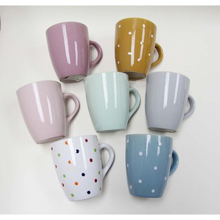 480ml Polka Dots Ceramic Mug with Lid Spoon Microwave Oven