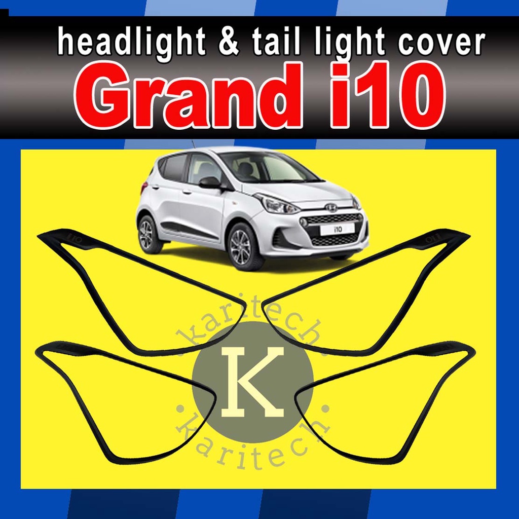 Hyundai Grand i10 ( Black ) Headlight and Tail Light Cover Shopee