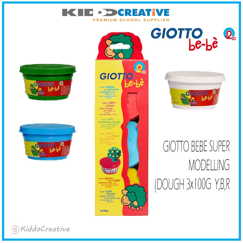 Giotto BEBE SUPER MODELLING DOUGH 3x100G (Y,B,R) | Shopee Philippines