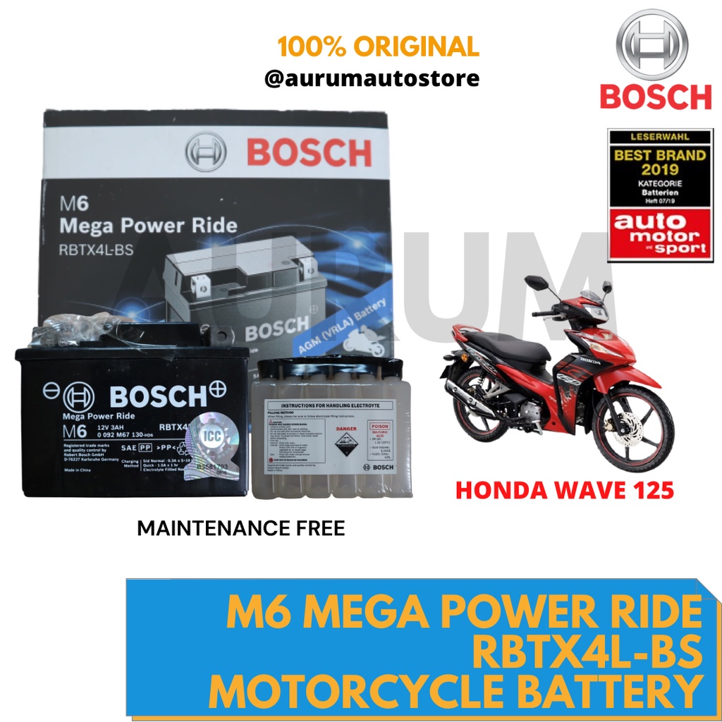 Bosch 4L Battery for Honda Wave 125, Bosch Battery, Wave 125 battery ...