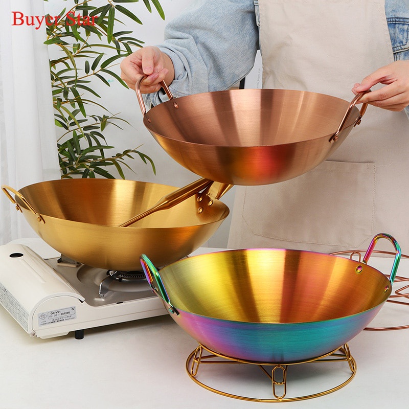 New Chef's Pans Stir-fry Pans Stainless Steel Cooking Chiness Wok ...