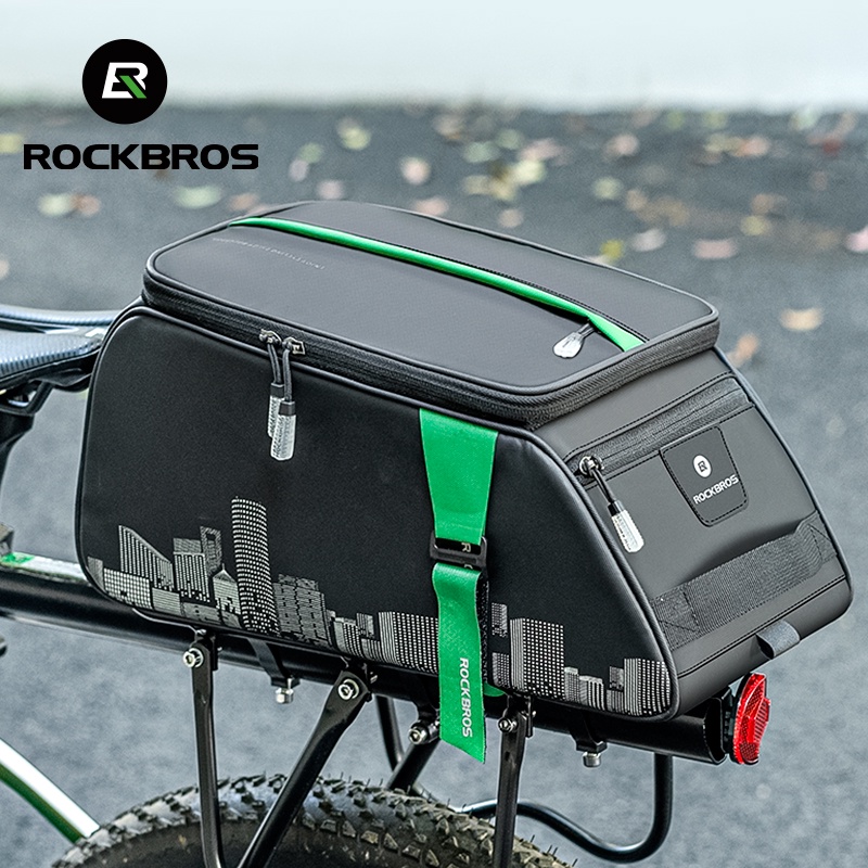ROCKBROS 3-in-1 Bike Trunk Bag - Waterproof Carbon Leather Rear Rack Pack With Panniers