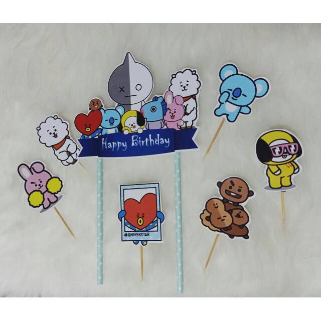 Bt21 topper birthday topper pudding topper and happy birthday cake ...