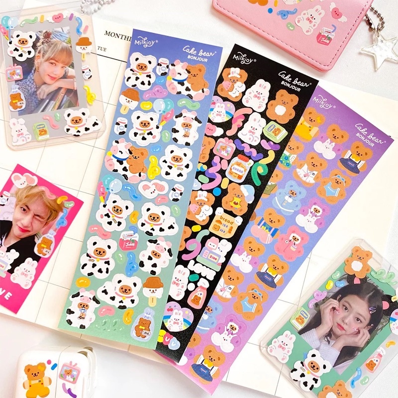 Milkjoy Cake Bear Bonjour Cute Decorative KPOP Photocard Sticker ...