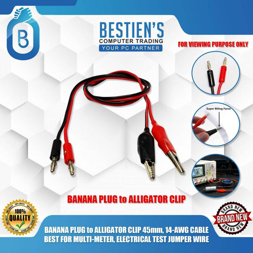 BANANA PLUG to ALLIGATOR CLIP 45mm, 14AWG CABLE, BEST FOR MULTIMETER