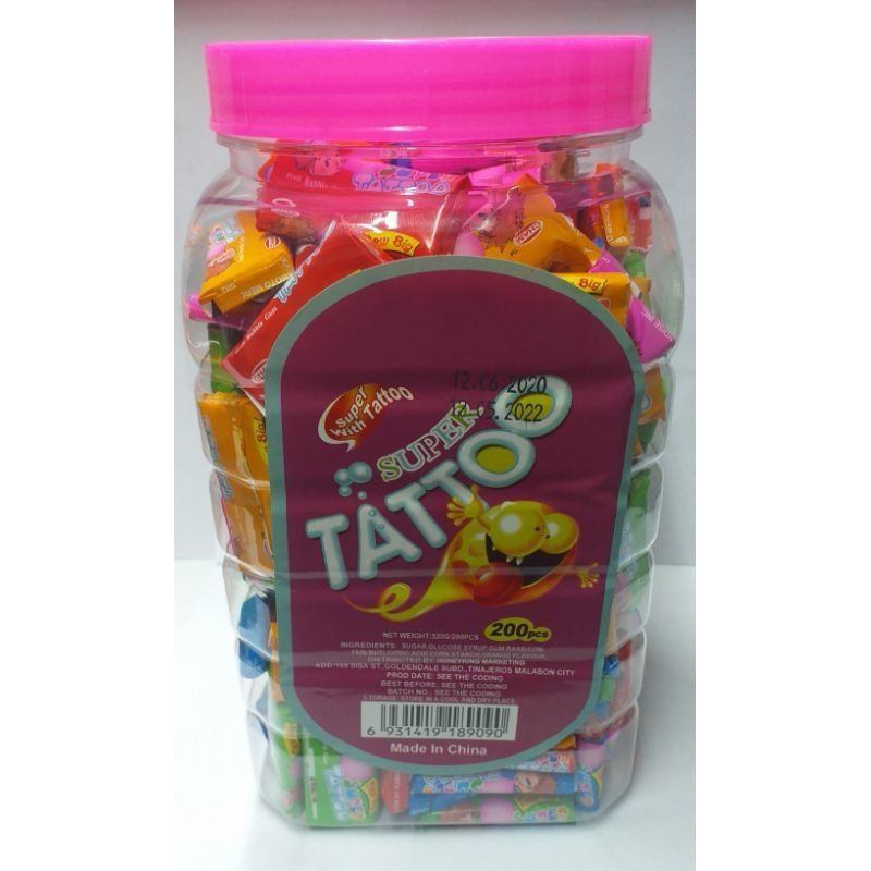 Super Tattoo Bubble Gum 200pcs | Shopee Philippines