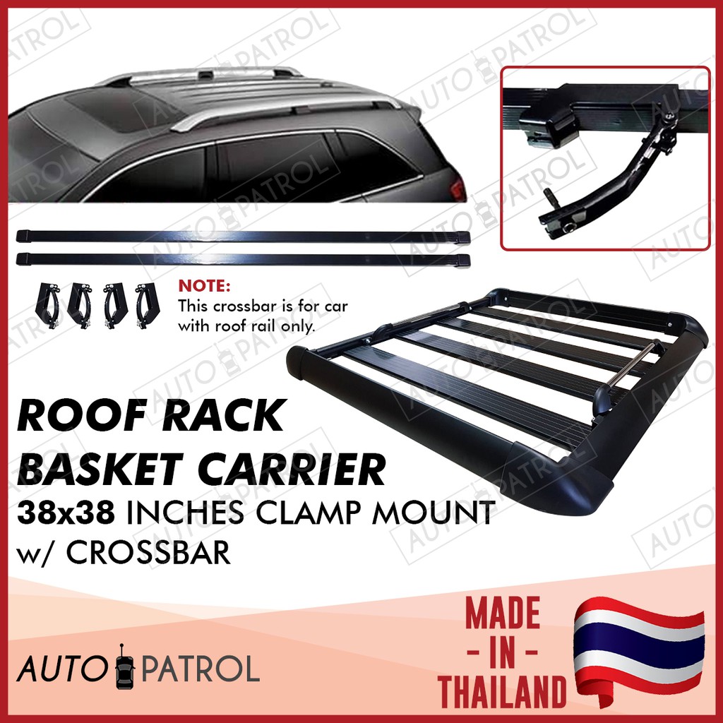 Aerorack Roof Rack Carrier Car Basket 38"x38" Black Clamp Mount With ...