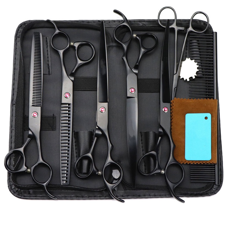 7 inch Pet Shop Grooming Scissors Kit, 6 in 1 Dog Cat Hair Scissors Set