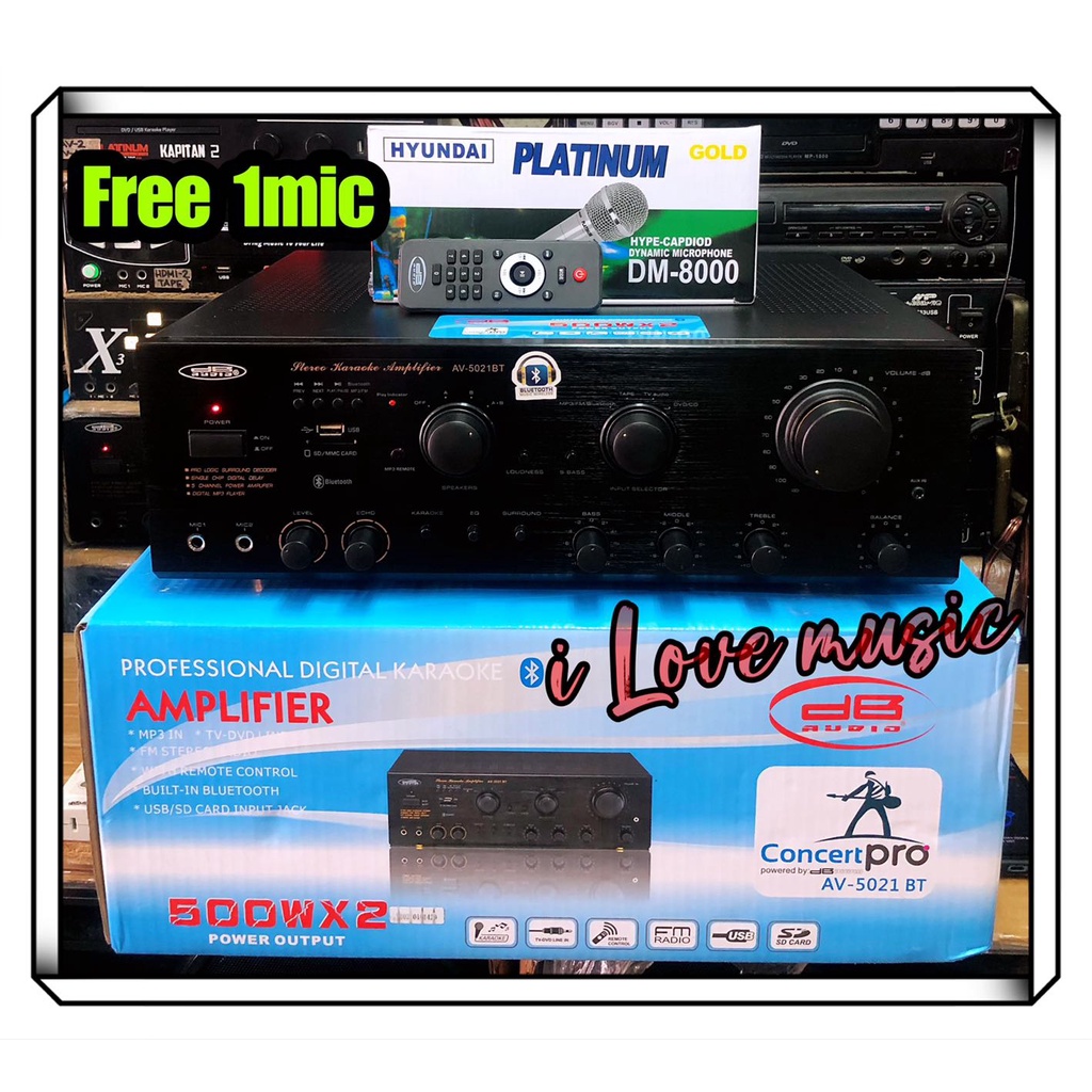 DB Audio Professional Digital Karaoke Amplifier AV5021BT 500watts x 2