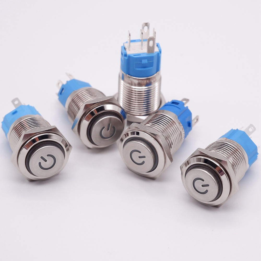 16mm Switch Button Turn On Off Power LED Lights PC AUTO Start Stop ...