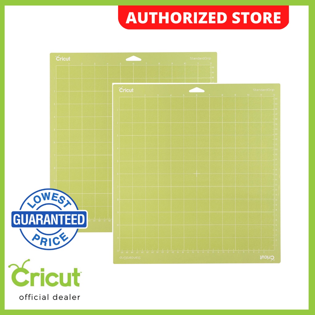 Cricut Standard Adhesive Standard Grip Mat, 12"x12", 2 Mats, Green