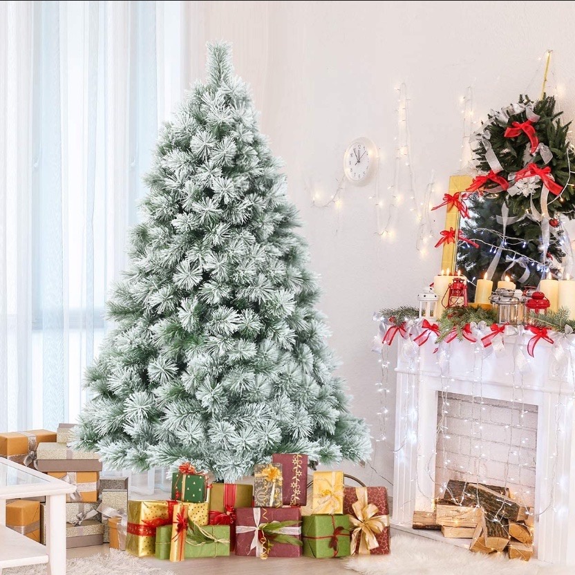 Artificial Christmas Tree with Pre-lit Snow Flocked 6ft-8ft) | Shopee ...