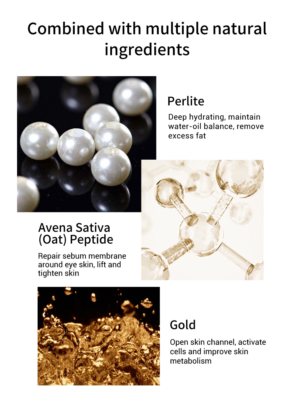 LANBENA Eye Mask Gold Black Pearl Collagen Antiaging Remove Eye Bag