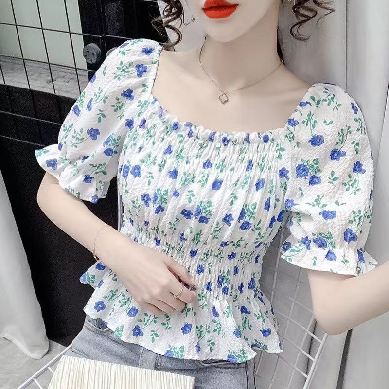 Korean floral croptop for women off the shoulder tops for women casual ...