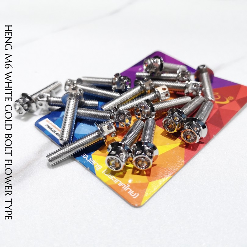 HENG BOLTS FLOWER TYPE M5 (8), M6 (10), SILVER STAINLESS (Price per