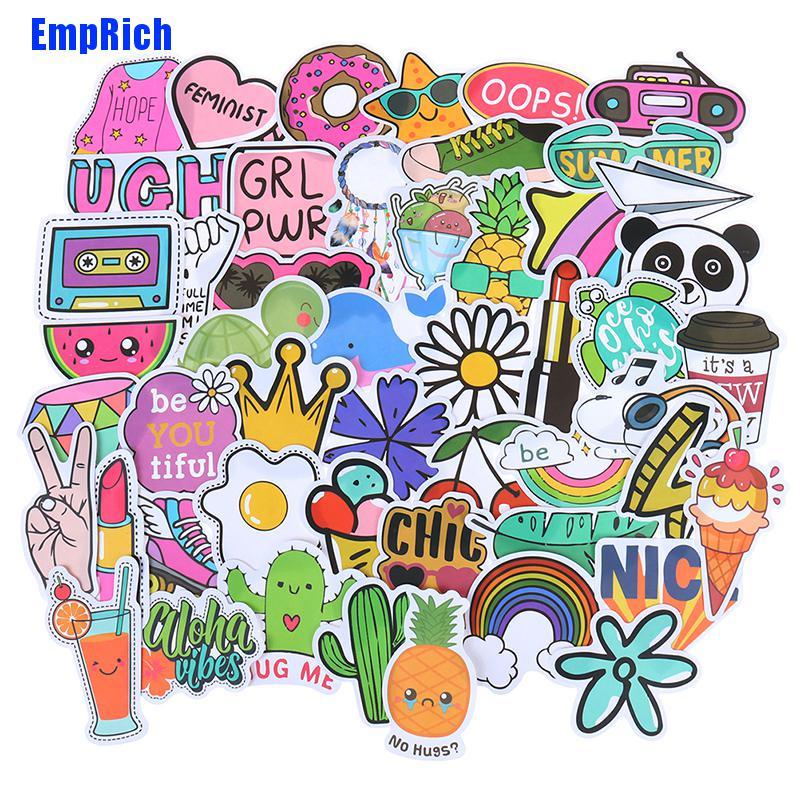 [EmpRich] 50Pcs Cute Cartoon Stickers Laptop Luggage Guitar Bicycle ...