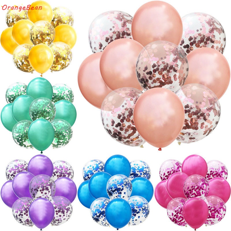 10pcs/set 12 Inch Clear Transparent Confetti Latax Balloon Set Wedding ...