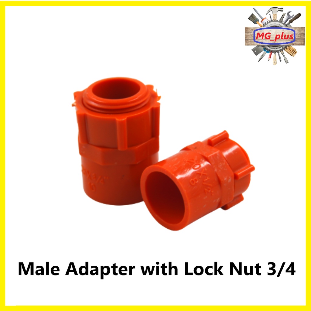 Ecodex Poly Pvc Orange Male Adapter With Lock Nut