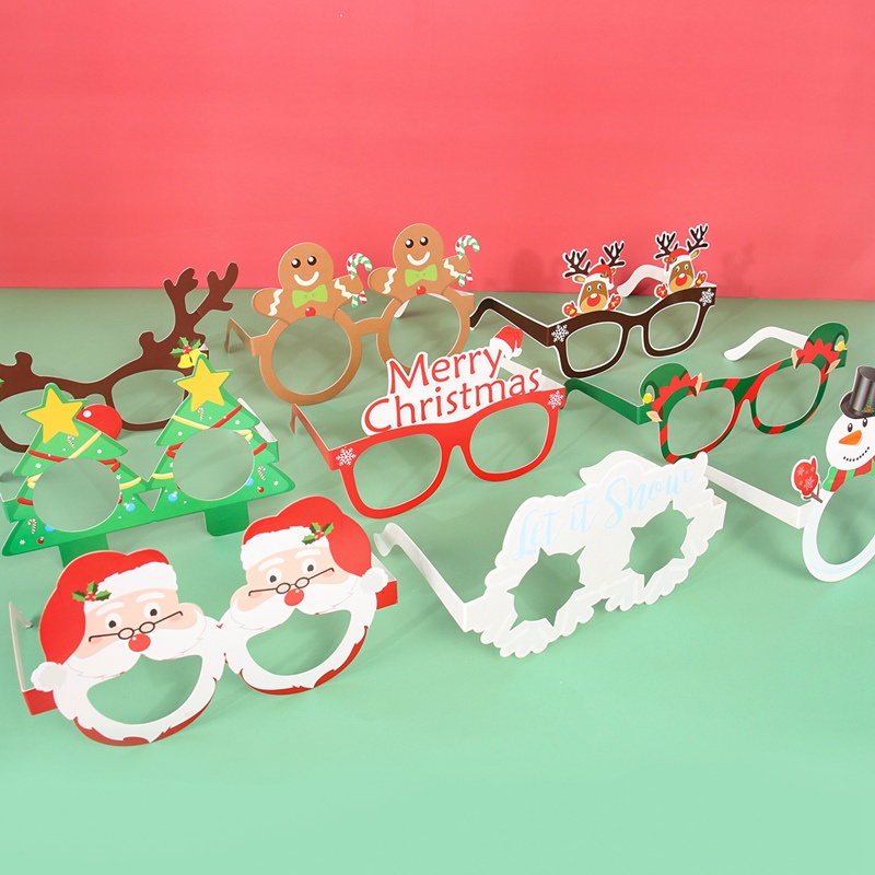 9pcs Christmas Glasses Santa Claus Xmas Tree Elk Snowman Snowflake ...