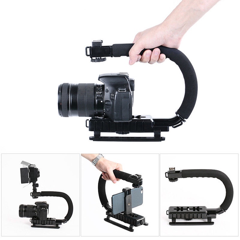 Camera Handheld Stabilizer Triple Shoe Mount Video Holder Grip Flash  Bracket Adapter For Gopro DSLR Phone Accessories