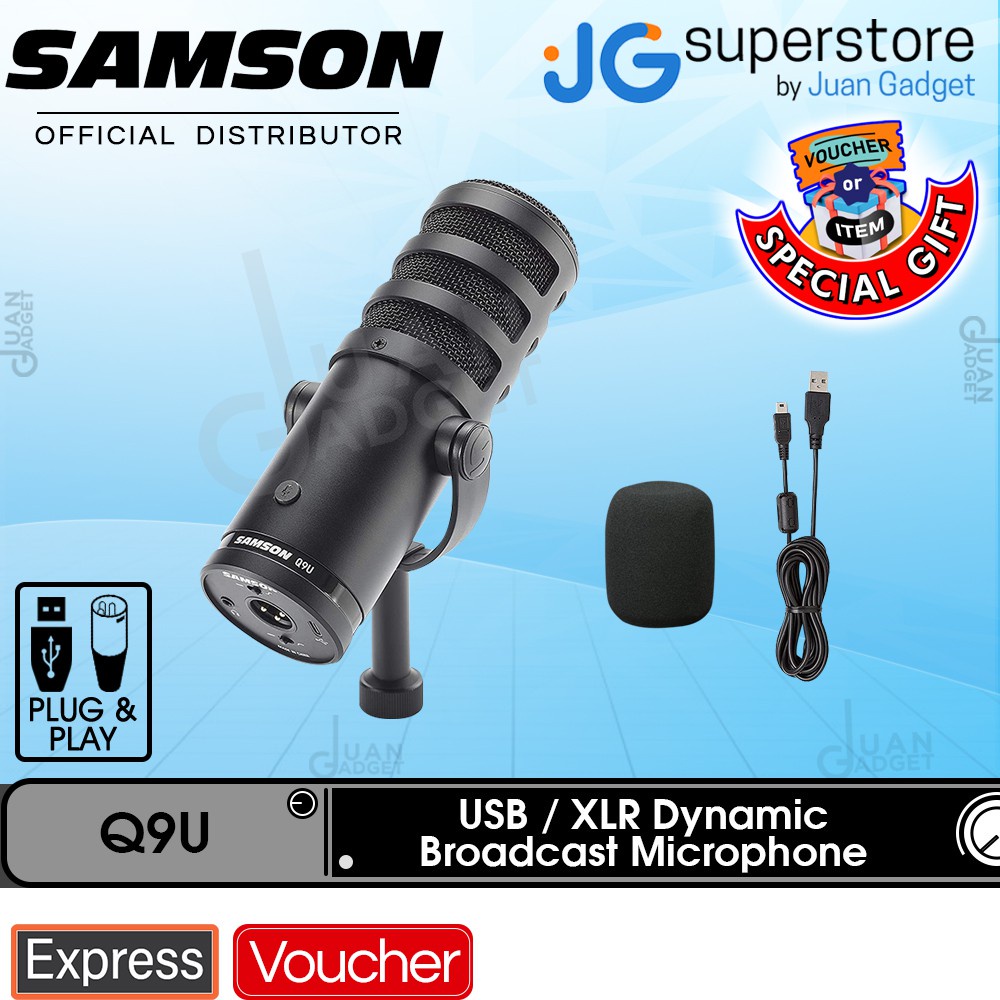 Samson Q9U Professional USB/XLR Dynamic Broadcast Microphone Podcast