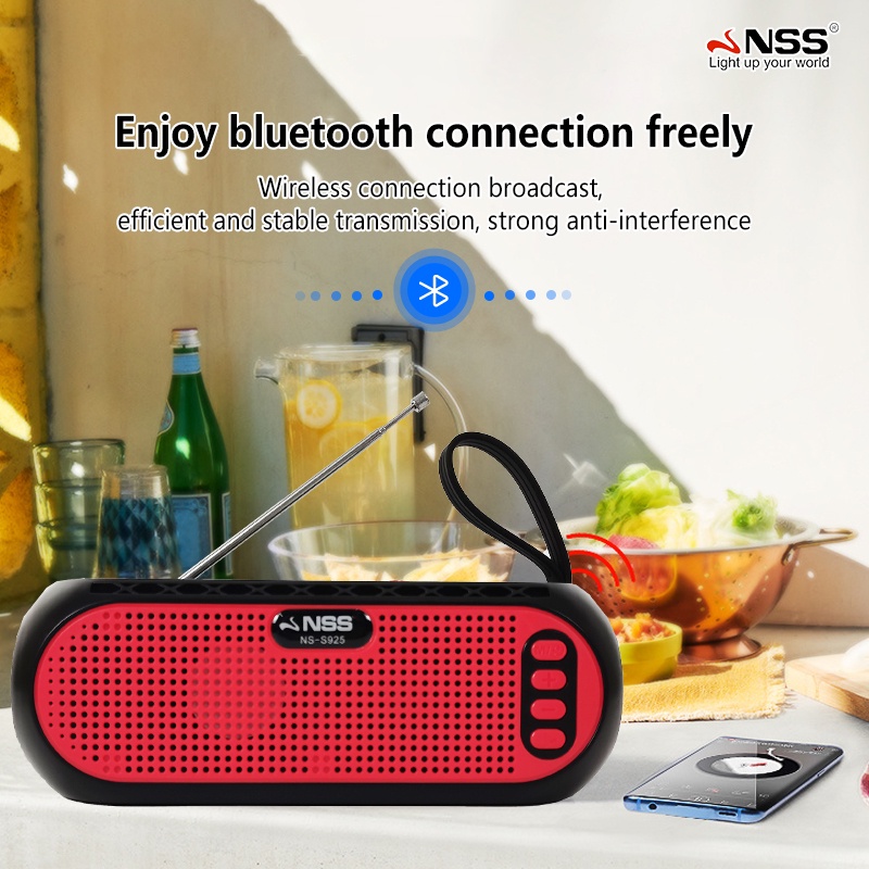 NSS Solar Speaker with Flashlight Portable Bluetooth Speaker FM/TF/USB ...