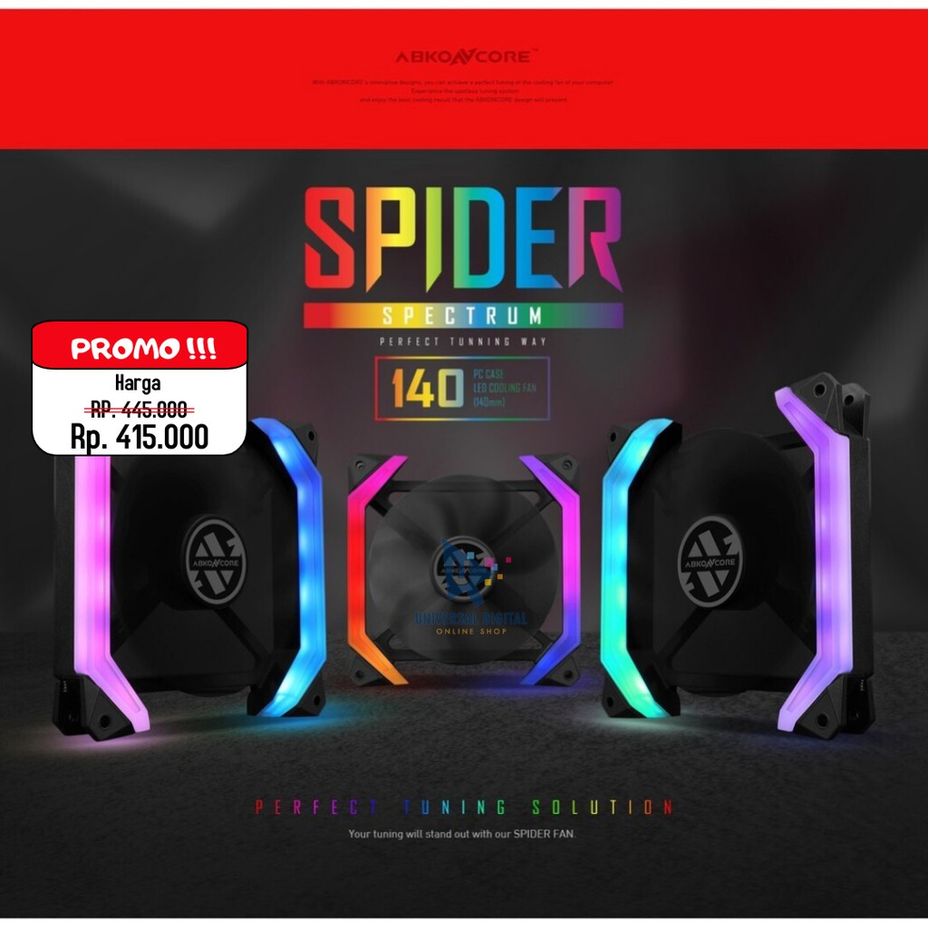 Abkoncore SPIDER SPECTRUM 3 pcs1 20mm RGB FAN + REMOTE KIT | Shopee ...