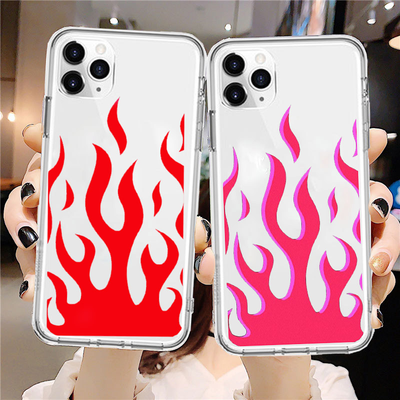 Fashion Red Flames Clear Phone Case For iPhone 11 Pro XR X XS MAX