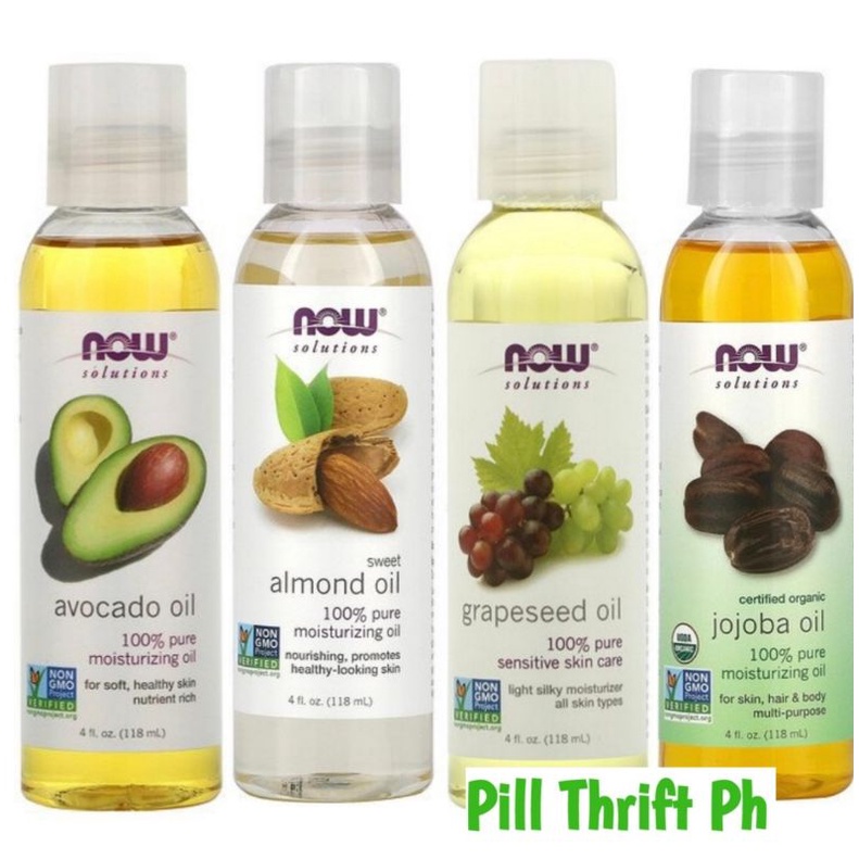 Now foods Jojoba Oil, 4oz (118 ml) / Sweet Almond Oil, 4oz 118 ml / Grapeseed Oil, 4 fl oz 118