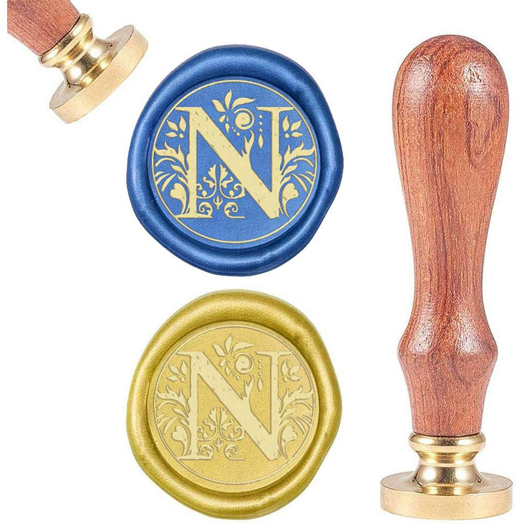 Letter A-Z Wax Seal Stamp,Vintage Retro Wax Sealing Stamp, Classic Brass Head Wooden Handle Alphabet Letter Initial Wax Seal Stamp | DE