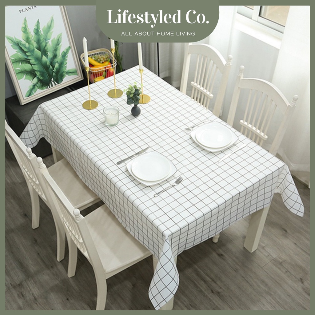 PVC Table Cloth Oilproof Waterproof Table Cloth Plaid Plastic Table ...